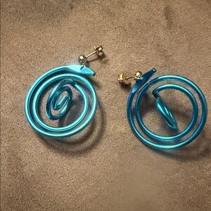 Blue Spiral Earrings